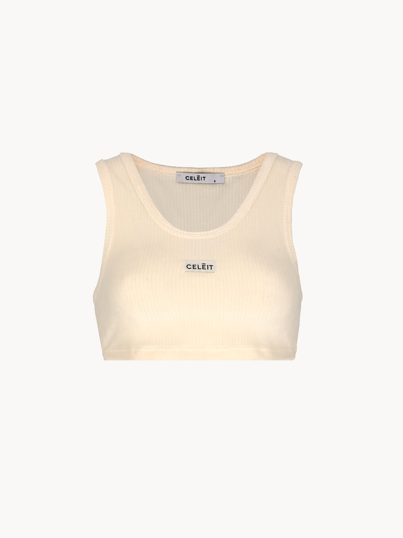 CELĒIT LABEL CROP TOP IVORY