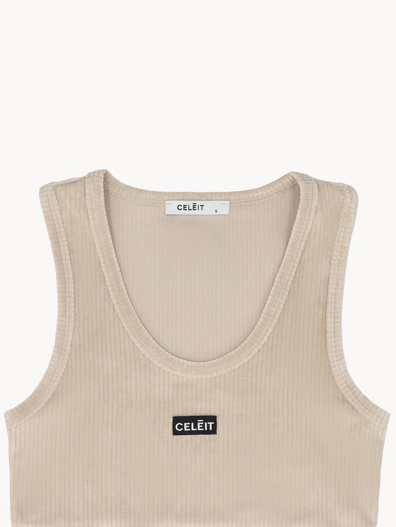 CELĒIT LABEL CROP TOP BROWN