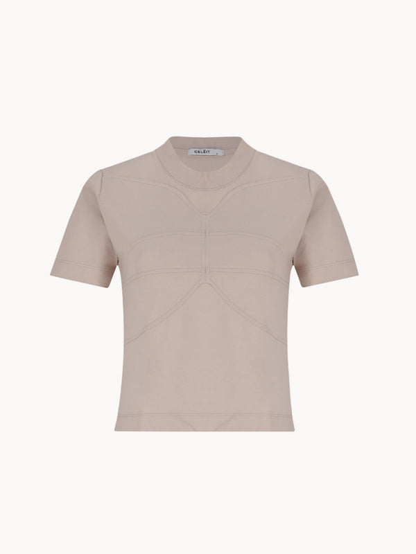 CELĒIT LOGO TEXTURED TEE BEIGE