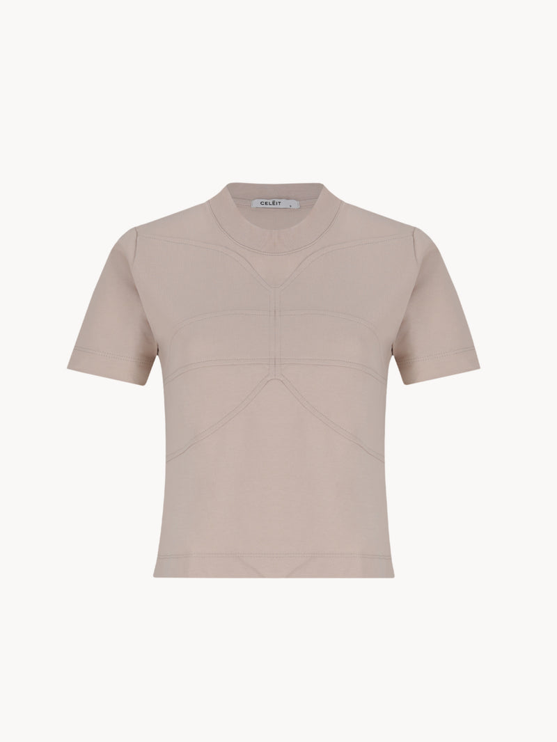 CELĒIT LOGO TEXTURED TEE BEIGE