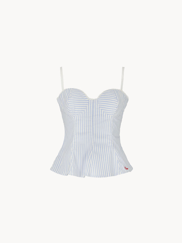 CELĒIT POPLIN TOP BLUE
